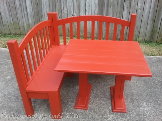 kid's red bench